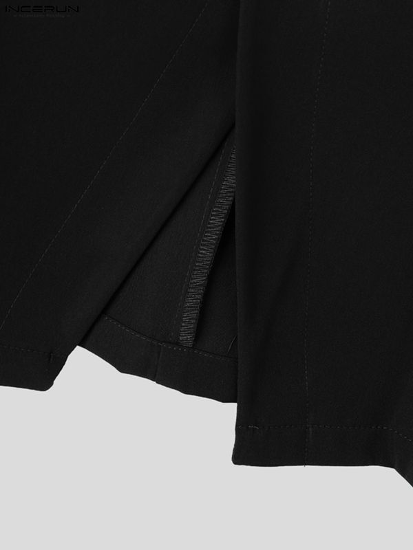 Men's Zen Minimalist Tea Gathering Overlap V-Neck Shawl Collar Buttonless Blazer SKUL85966