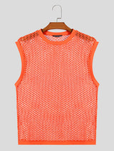 Mens Hollow Out Crew Neck Sleeveless Vest SKUK46354