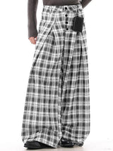Men's Plaid Button Front Wide Leg Pant SKUL50711