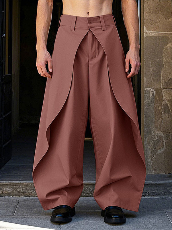 Mens Solid Color Layered Wide-Leg Pant SKUK97748