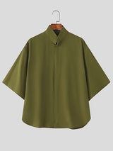 Men's Solid Color Mock Neck Half Sleeve Shirt SKUL41066