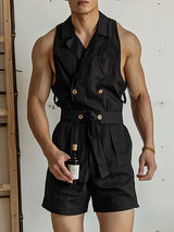 Mens Casual Office Solid Color Sleeveless Jumpsuit SKUK61650