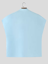 Men's Avant-Garde Asymmetrical Pearl Button Mandarin Collar Sculptural Shirt SKUL57186