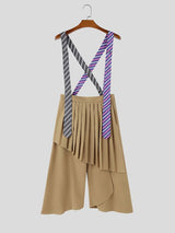 Men's Avant-Garde Asymmetric Stripe Tie Suspenders Plated Overall SKUL63025