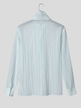 Men's Retro Party Integrated Ascot Scarf Crinkle Long Sleeve Shirt SKUL81103