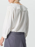 Mens Solid Ruffle Collar Long Sleeve Shirt  SKUK52876