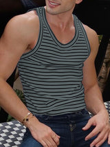 Mens Striped Colorblock Casual Tank SKUL03123