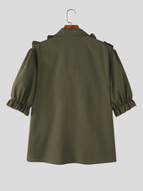 Mens Ruffled Tie-Up Short Sleeve Shirt SKUL09396