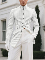 Men's Twist Multi Button Striped Long Sleeve Blazer SKUL33049