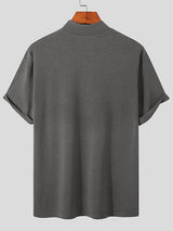 Mens Solid Mock Neck Short Sleeve Tee SKUJ35727