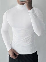 Men's Slim Fit Base Layer High Neck Long Sleeve T-Shirt SKUL35287