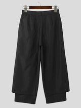 Mens Solid Pleated Layered Design Casual Pants SKUK38555