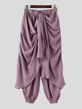 Mens Solid Color Asymmetric Ruched Pant SKUL05856