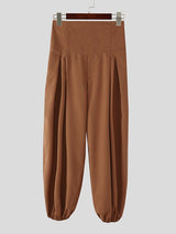 Men's Solid Color Pleated High Waist Loose Fit Pant SKUL50076