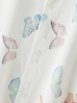 Mens Butterfly Print Lapel Collar Short Sleeve Shirt SKUK58641