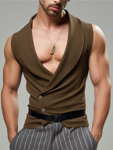 Mens Solid Button Front Sleeveless Waistcoat SKUK51078