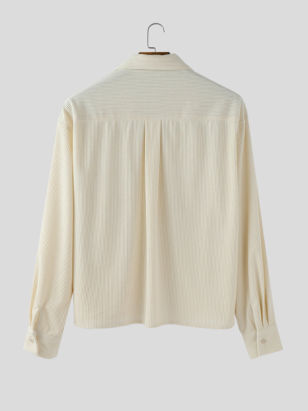 Men's Corduroy Textured Long Sleeve Shirt SKUL27334