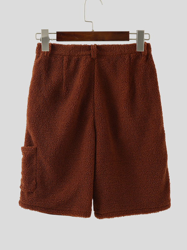 Men's Teddy Fleece Textured Casual Short SKUL29709