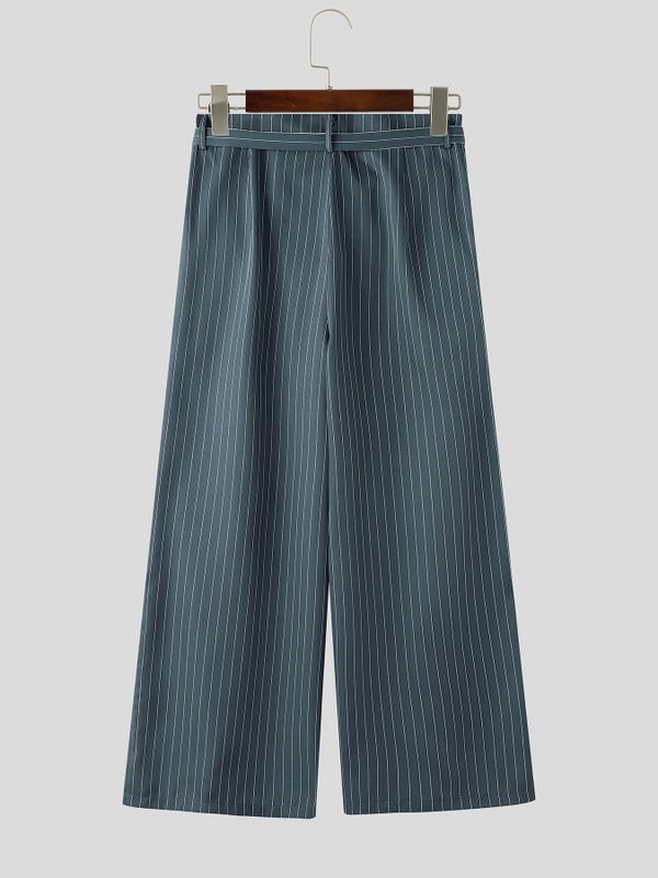 Men's High-Street Japanese Harajuku Pinstripe Wide-Leg Pant SKUL75700