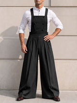 Men's Vintage Double Breasted Pleated High Waist Jumpsuit SKUL75520