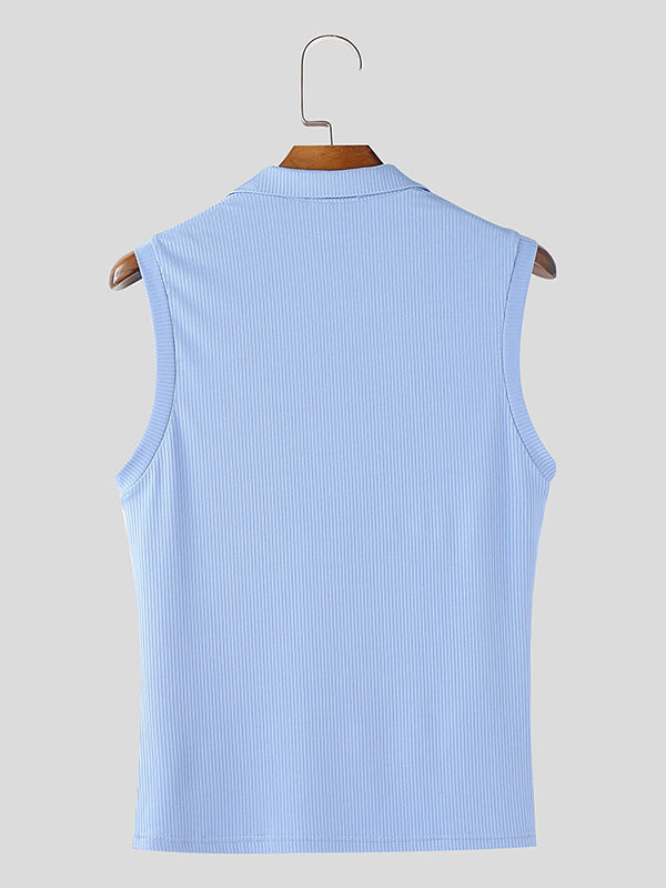 Mens Solid Color Textured Casual Tank SKUL09764