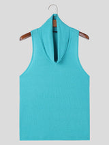 Mens Solid Textured Cowl Neck Sleeveless Vest SKUK62899