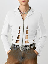 Mens Hollow-Out Design Long-Sleeve Jacket SKUK85362