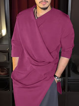 Men's Deconstructed Asymmetrical Placket Long Sleeve Shirt SKUL44018