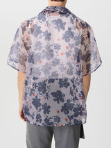 Mens Floral Print Sheer Short Sleeve Shirt SKUK68920