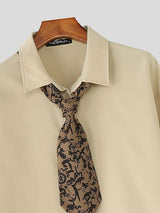 Men's Printed Tie Long Sleeve Shirt SKUL36672