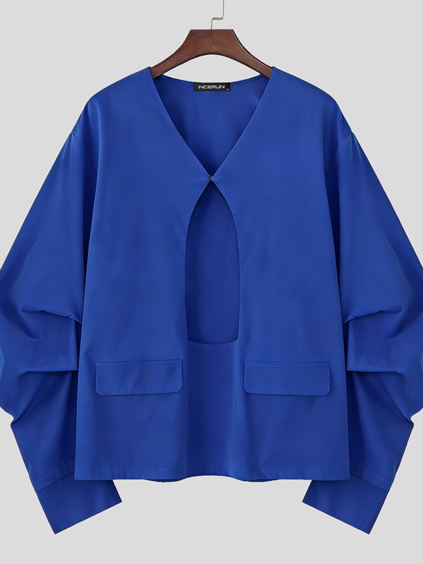 Men's Minimalist Cutout Long Sleeve Shirt SKUL45239