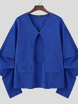 Men's Minimalist Cutout Long Sleeve Shirt SKUL45239