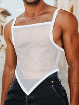 Mens Sheer Mesh Textured Square Neck Tank SKUL11725