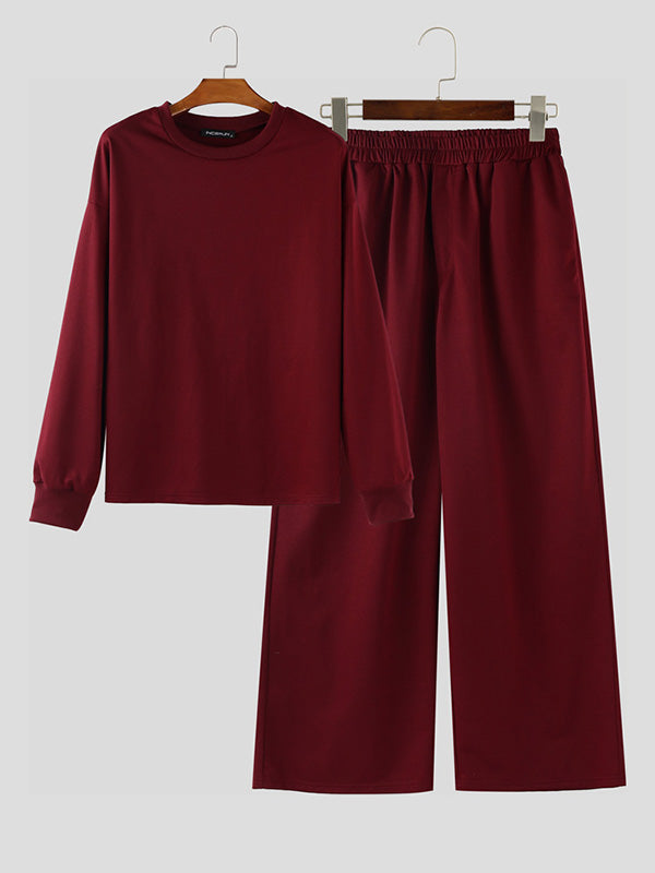 Men's Solid Color Casual Two Pieces Outfit SKUL28508