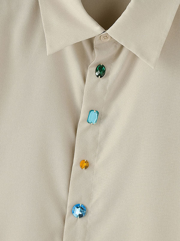 Mens Diamond Embellished Casual Short-Sleeve Shirt SKUL14049