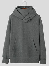 Mens Deconstructed Solid Color Pullover Hoodie SKUK76393