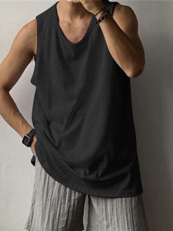 Mens Loose Fit Crew Neck Sleeveless Tank SKUK63597