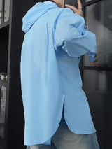 Men's Solid Color Minimalist Hooded Long Sleeve Shirt SKUL31682