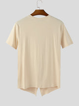 Mens Solid Color Knit Zip Short Sleeve T-Shirt SKUL15007