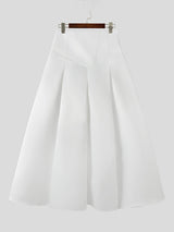 Mens Solid Color Waist-Tie Satin Skirt SKUL06532