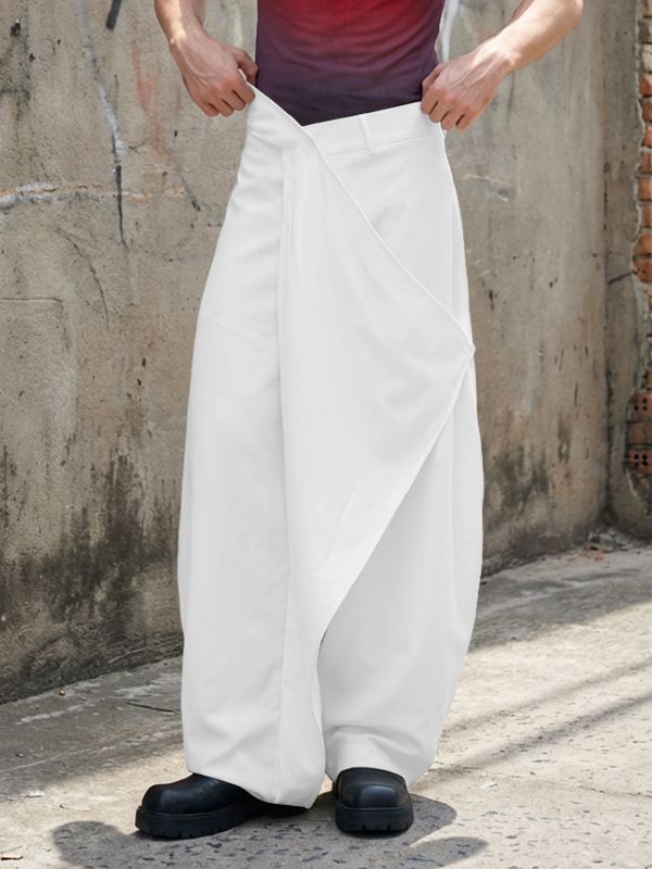 Men's Avant-Garde Asymmetric Wrap Front Wide Leg Pant SKUL53037