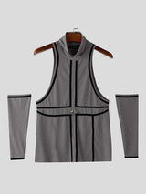 Men's Stripe Colorblock Turtleneck Tank SKUL23779