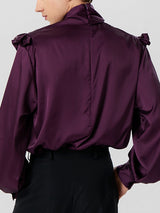 Mens Ruffle Trim Tie Neck Satin Shirt SKUK24613