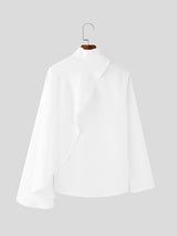 Mens Minimalist Cape Panel Long Sleeve Shirt SKUK98797