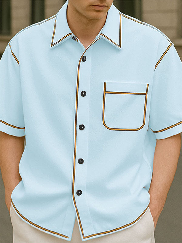 Men's Colorblock Striped Short Sleeve Shirt SKUL18006