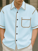 Men's Colorblock Striped Short Sleeve Shirt SKUL18006