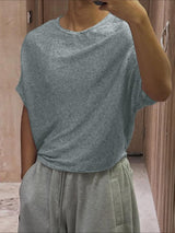 Men's Deconstructed Solid Color Sheer T-shirt SKUL54445