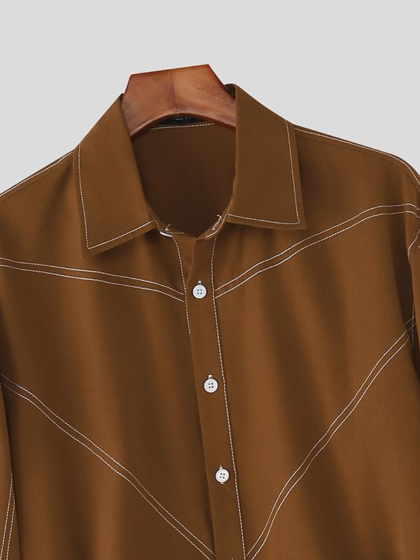 Men's Contrast Stitch Long Sleeve Shirt SKUL39701