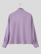 Men's Solid Color Deconstructed Long Sleeve Shirt SKUL39031