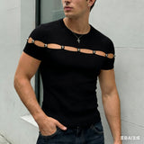 Men's Cut Out Knit Short Sleeve T-shirt SKUL65883